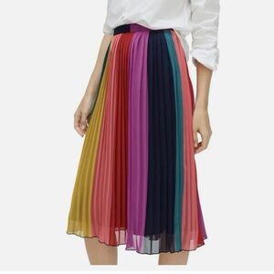 JCrew Pleated Color Block Rainbow Skirt